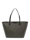 Tory Burch 'ever Ready' Black Tote Bag With Logo Patch On The Front And All-over Double T Motif