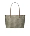 Tory Burch Ever Ready Grey Tote Bag With Logo Patch On The Front And All-over Double T Motif In Cotton Woman In Green