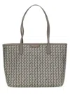 Tory Burch Ever Ready Grey Tote Bag With Logo Patch On The Front And All-over Double T Motif In Cotton Woman In Grey