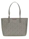 Tory Burch Ever Ready Grey Tote Bag With Logo Patch On The Front And All-over Double T Motif In Cotton Woman In Grey