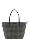 Tory Burch Ever Ready Grey Tote Bag With Logo Patch On The Front And All-over Double T Motif In Cotton Woman In Black