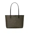 Tory Burch Small Coated Cotton Zip Tote Bag In Green