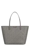 Tory Burch 'ever Ready' Grey Tote Bag With Logo Patch On The Front And All-over Double T Motif In Grey