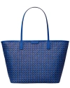 Tory Burch Coated Canvas Basketweave Tote In Blue