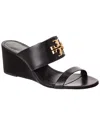 Tory Burch Everly 65 Leather Wedge Sandal In Black