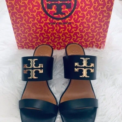 Pre-owned Tory Burch Everly 65mm Wedge Sandals Shoe In Black