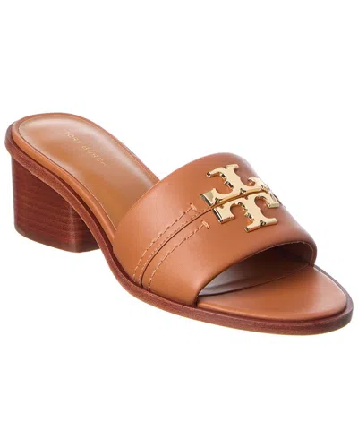 Tory Burch Everly Block Heel Leather Sandal In Brown
