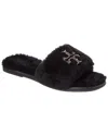 Tory Burch Everly Jeweled Shearling Slide In Black