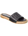 Tory Burch Everly Leather Espadrille Slide In Black