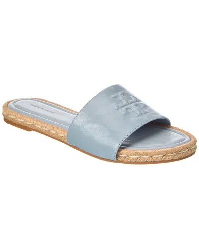 Tory Burch Everly Leather Espadrille Slide In Blue