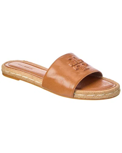 Tory Burch Everly Leather Espadrille Slide In Brown