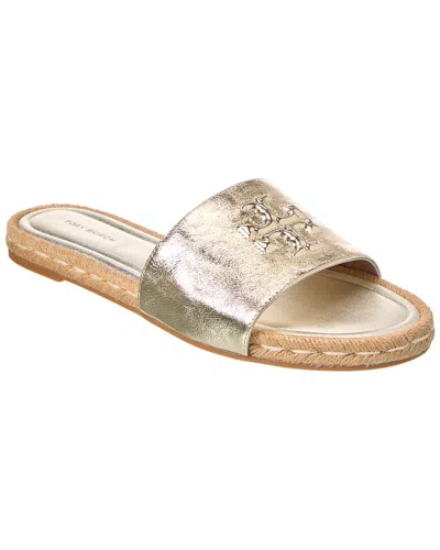 Tory Burch Everly Leather Espadrille Slide In Gold