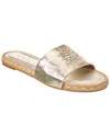 Tory Burch Everly Leather Espadrille Slide In Gold