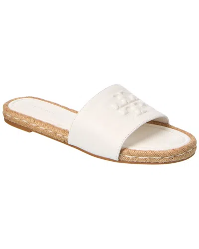 Tory Burch Everly Leather Espadrille Slide In White
