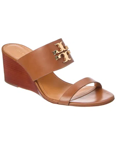 Tory Burch Everly Leather Wedge Sandal In Brown
