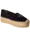 Tory Burch Everly Suede Platform Espadrille In Black