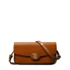 Tory Burch Robinson Spazzolato Rectangular Shoulder Bag In Dark Sienna