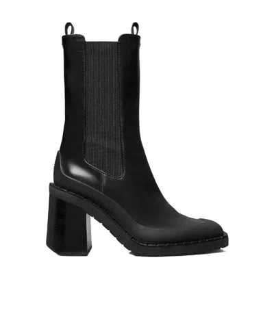 Tory Burch Expedition Chelsea Leather Boots In Black