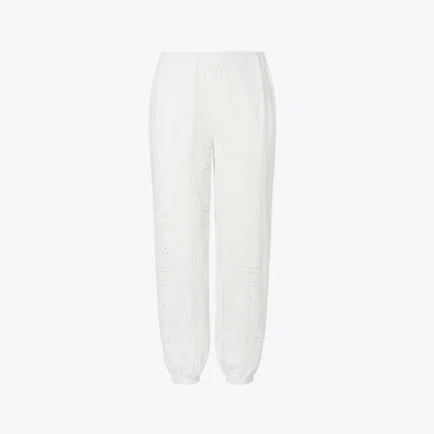 Tory Burch Eyelet Beach Trousers In White