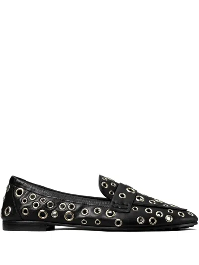 Tory Burch Eyelet-embellished Loafers In Black