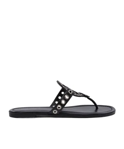 Tory Burch Eyelet-embellished Sandals In Black