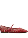 Tory Burch Eyelet Mary-jane Ballet Flats In Red