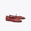 Tory Burch Eyelet Mary Jane Ballet In Red