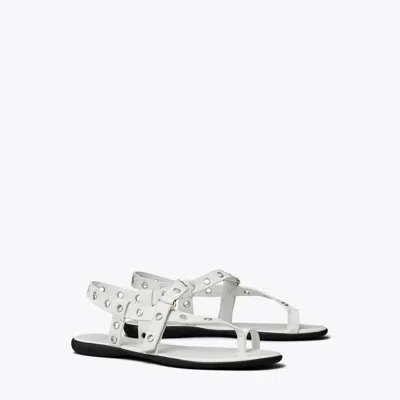 Tory Burch Eyelet Toe-ring Sandal In Cloud/silver