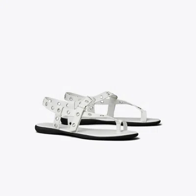 Tory Burch Eyelet Toe Ring Sandal In Silver
