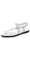 Tory Burch Leather Grommet Toe Ring Sandals In Cloud/silver