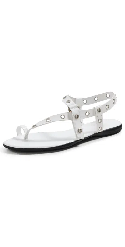 TORY BURCH EYELET TOE RING SANDALS CLOUD/SILVER