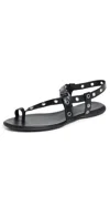 Tory Burch Eyelet Toe Ring Sandals Perfect Black/silver In Perfect Black/silver