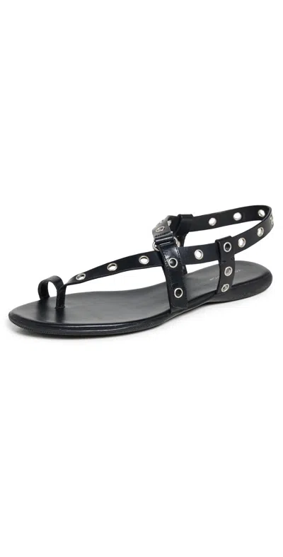 Tory Burch Eyelet Toe Ring Sandals Perfect Black/silver