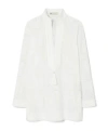 Tory Burch 'tory' White Tunic With Embroideries And Tassel In White