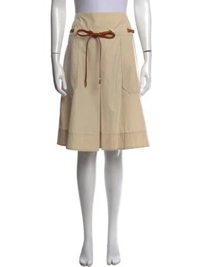 Pre-owned Tory Burch Eyelet Trim Midi Length Skirt In Brown