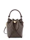 Tory Burch Monogram Printed Cotton Bucket Bag In Burgundy