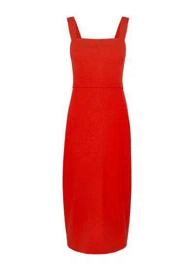 Tory Burch Faille Midi Dress In Red