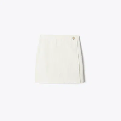 Tory Burch Faux Crinkle Leather Skirt In White