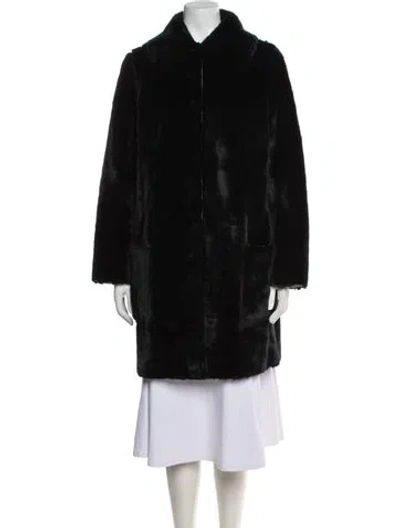Pre-owned Tory Burch Faux Fur Coat In Black