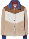 Tory Burch Hooded And Color-matched Fleece Coat In Beige