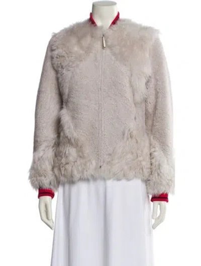 Pre-owned Tory Burch Faux Fur Jacket In White