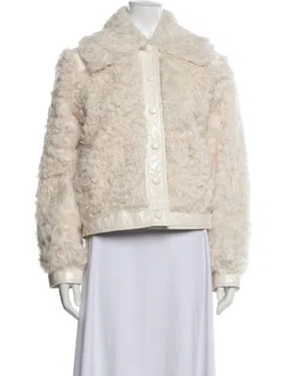 Pre-owned Tory Burch Faux Fur Jacket In White