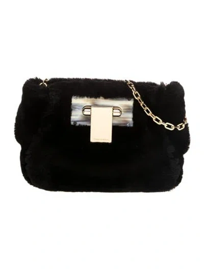 Pre-owned Tory Burch Faux Fur Shoulder Bag In Black