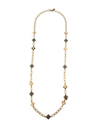 Pre-owned Tory Burch Faux Pearl & Crystal Floral Station Necklace, 40" In Multicolor