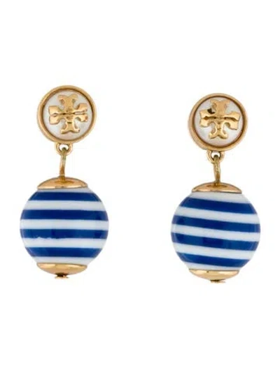 Pre-owned Tory Burch Faux Pearl & Resin 'saher' Drop Earrings In Multi
