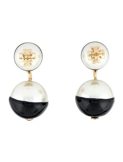 Pre-owned Tory Burch Faux Pearl Evie Dipped Drop Earrings In Multi