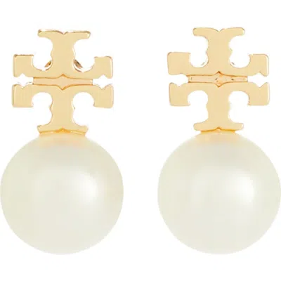 Tory Burch Faux Pearl Stud Earrings In Gold