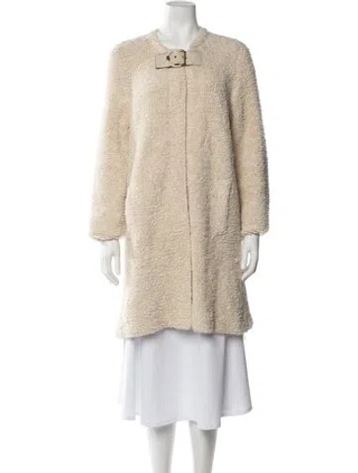 Pre-owned Tory Burch Faux Shearling Coat In Neutrals
