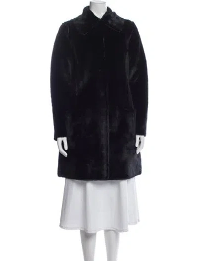Pre-owned Tory Burch Faux Shearling Faux Fur Coat W/ Tags In Blue
