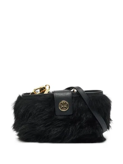 Pre-owned Tory Burch Faux-fur Crossbody Bag In Black